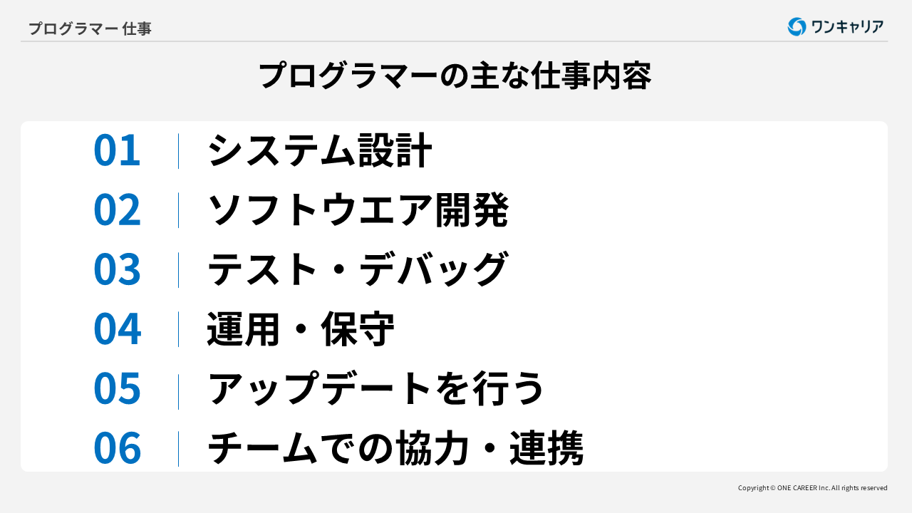 プログラマーの主な仕事内容6つ