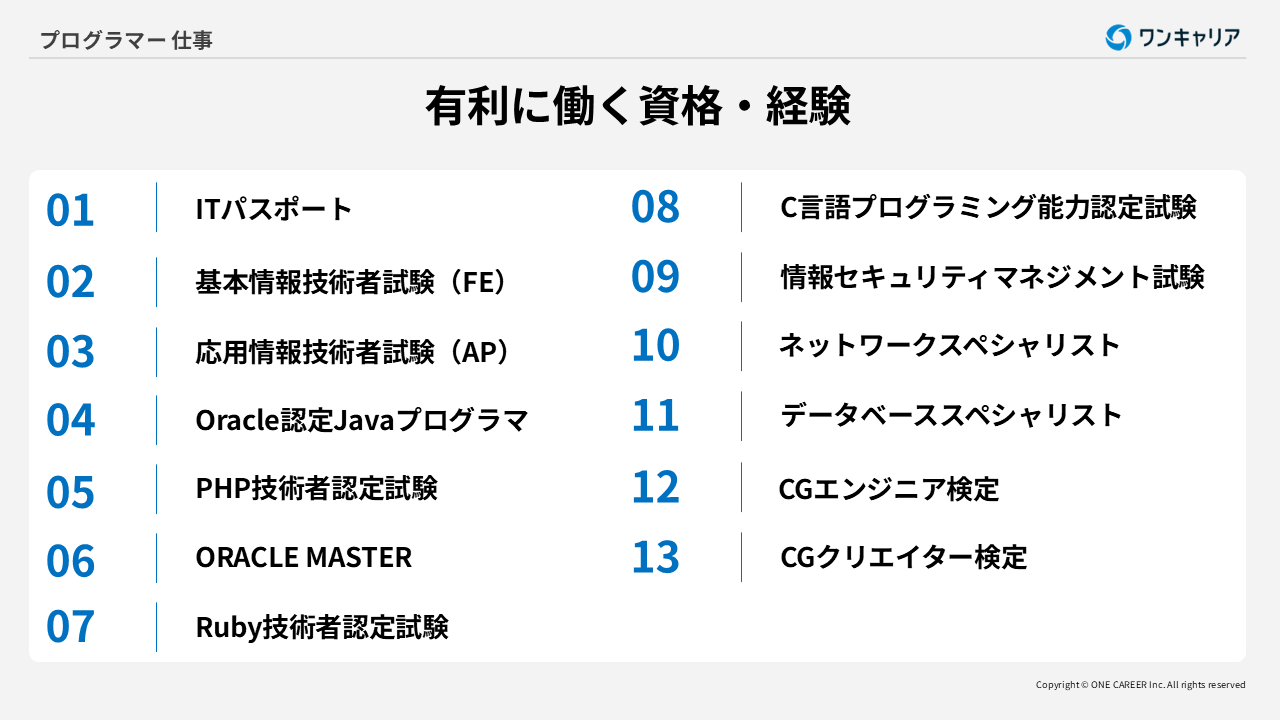 プログラマーとして働く上で有利とされる資格や経験13選