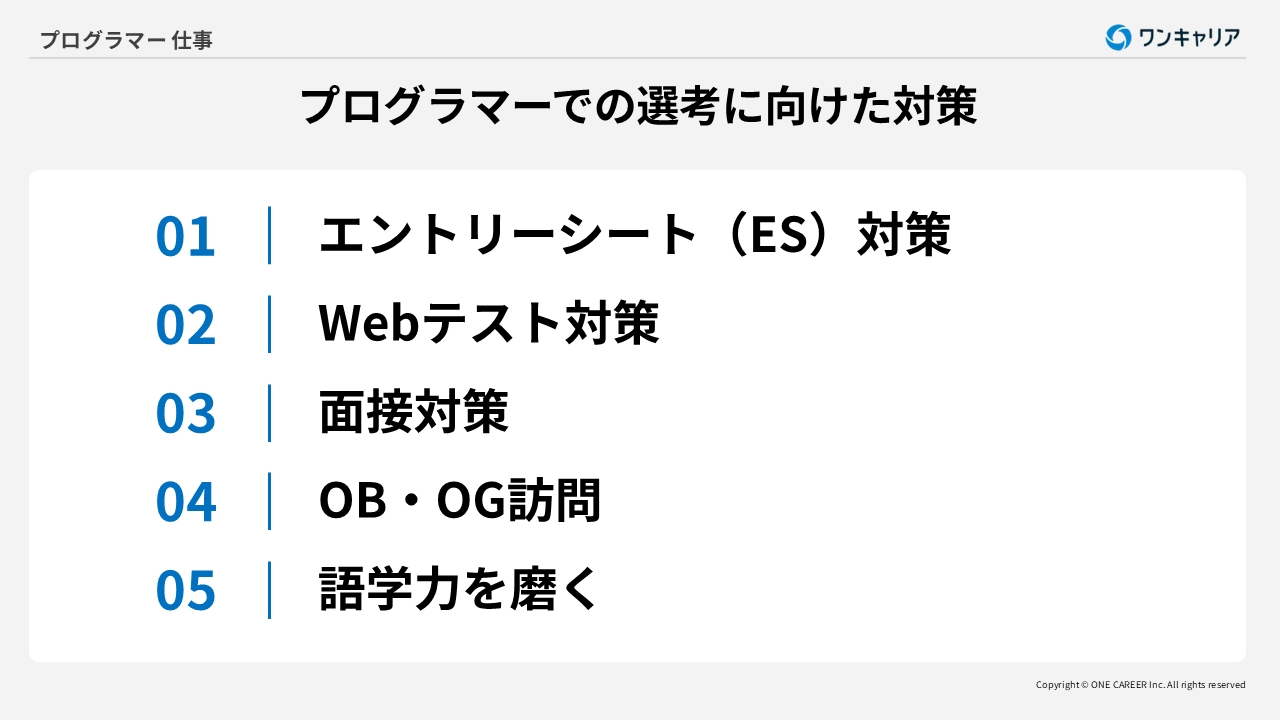 プログラマーでの選考に向けた対策