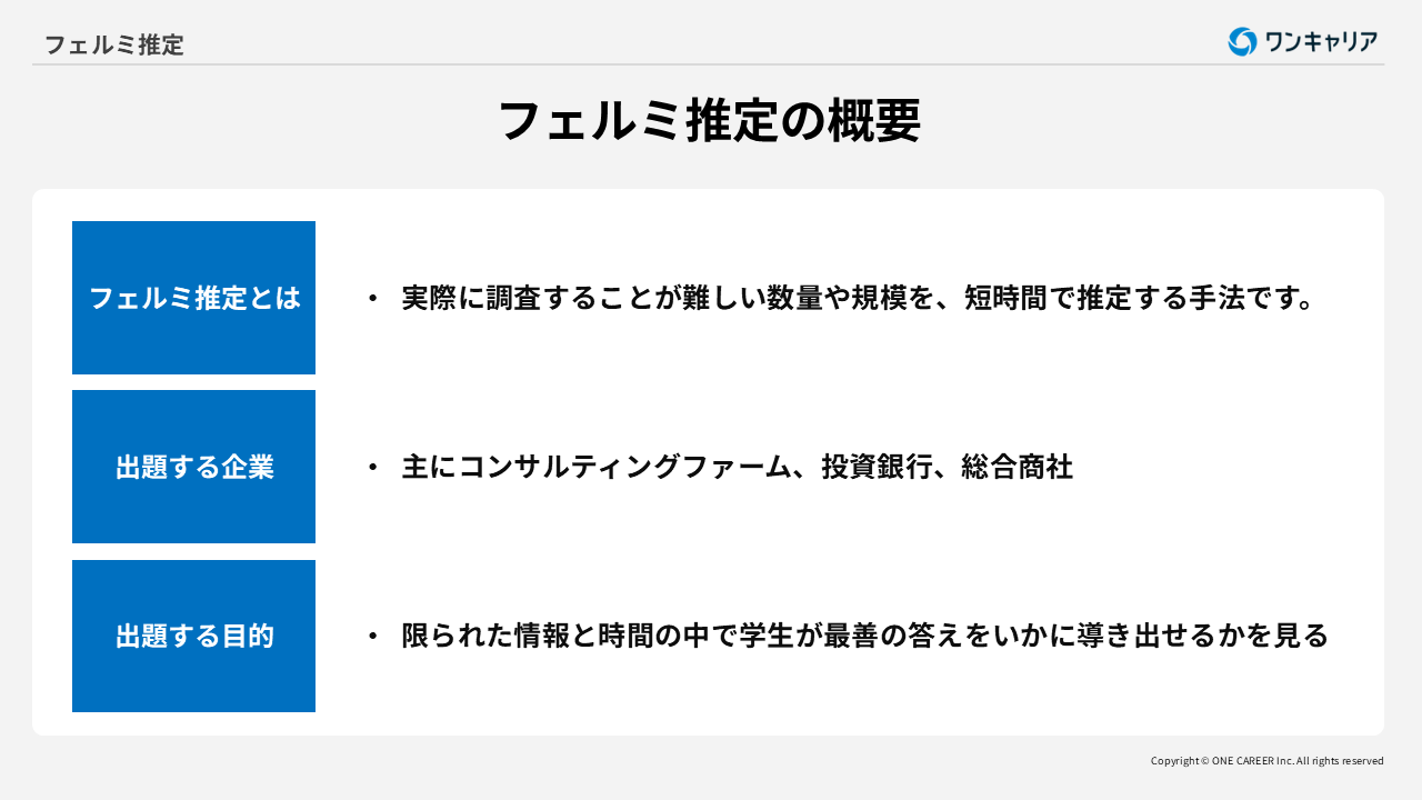 フェルミ推定の概要