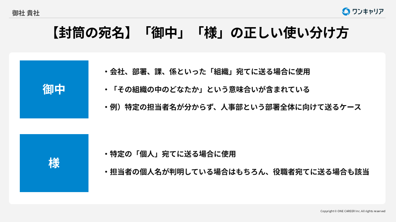 御中と様の正しい使い分け方